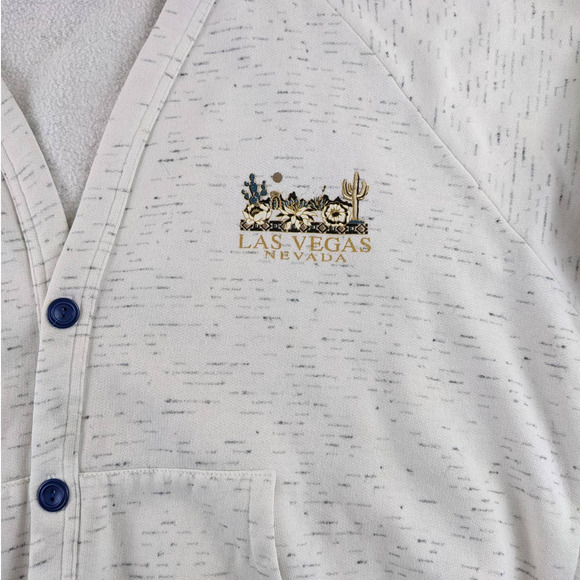 Vintage 90s Model T Blue Striped Las Vegas Heather Grey Cardigan Unisex - Picture 4 of 5